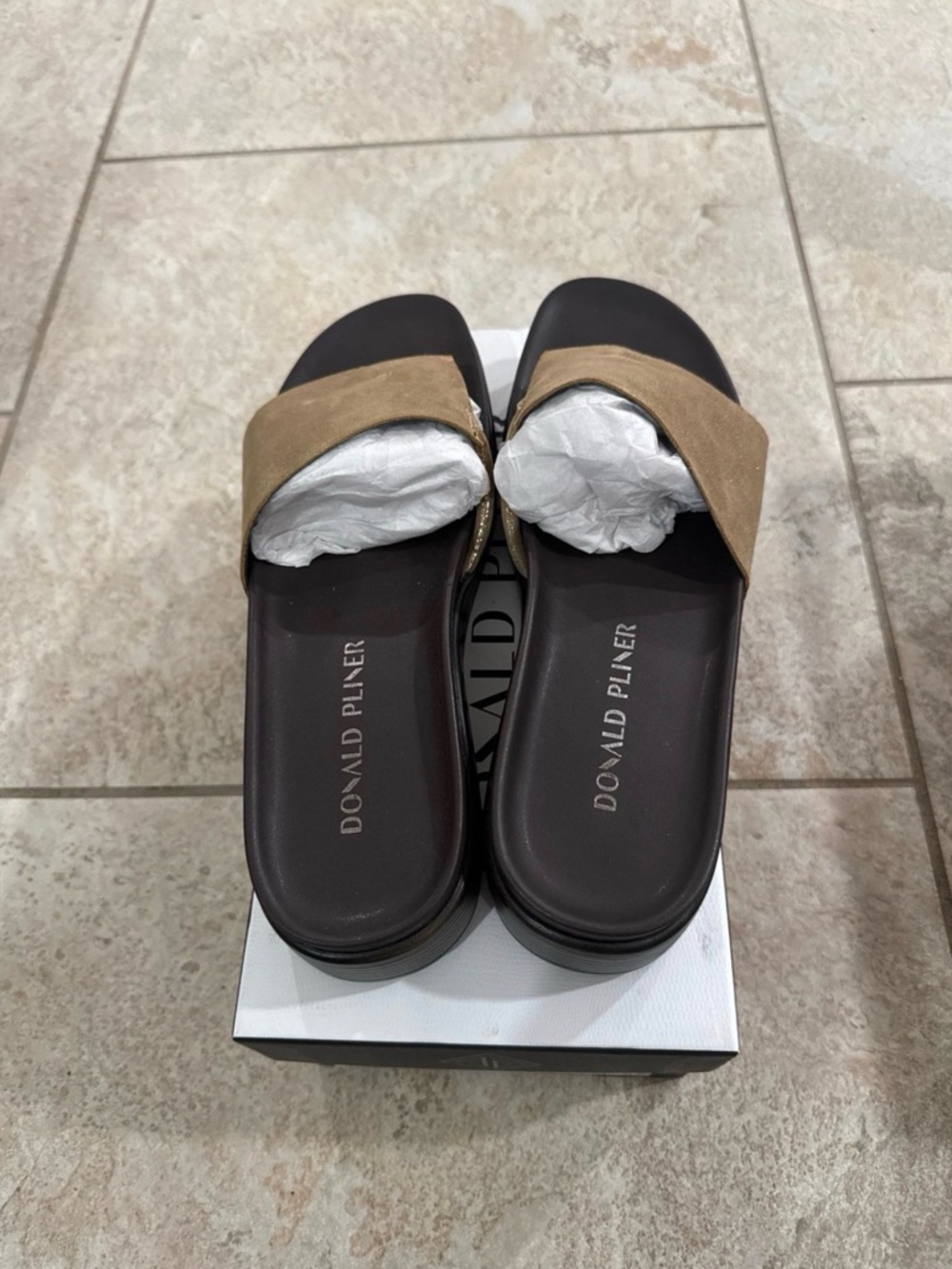Donald Pliner Fiji Platform Slide Sandals Bronze Size 8 1/2 NEW - Picture 4 of 11